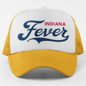 NEW Indiana Fever Script Foam Trucker Mesh Snapback Hat 2-TONE GOLDEN